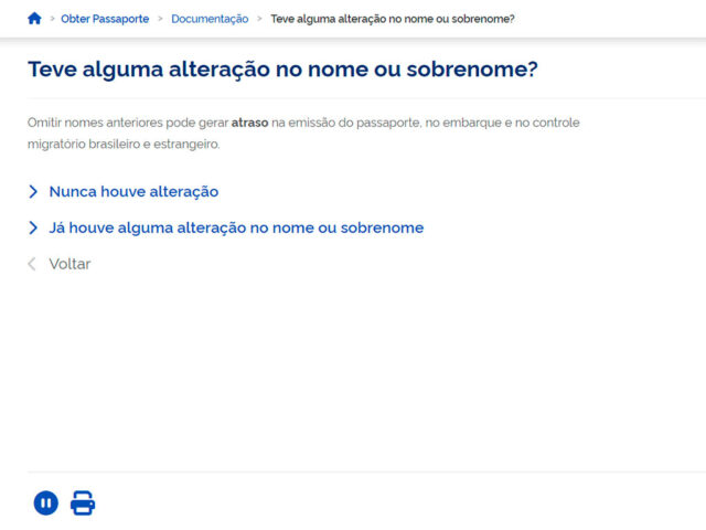 Tela mostra como preencher o formulário online para solicitar passaporte