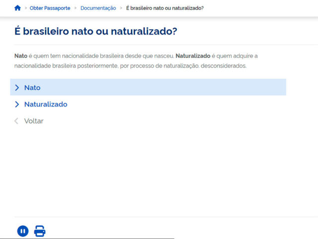 Tela mostra como preencher o formulário online para solicitar passaporte
