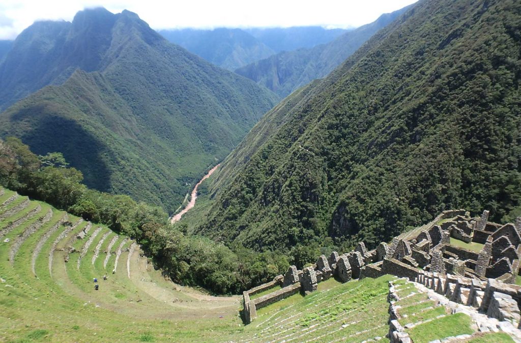 Vista do sítio arqueológico de Wiñay Wayna, na Trilha Inca