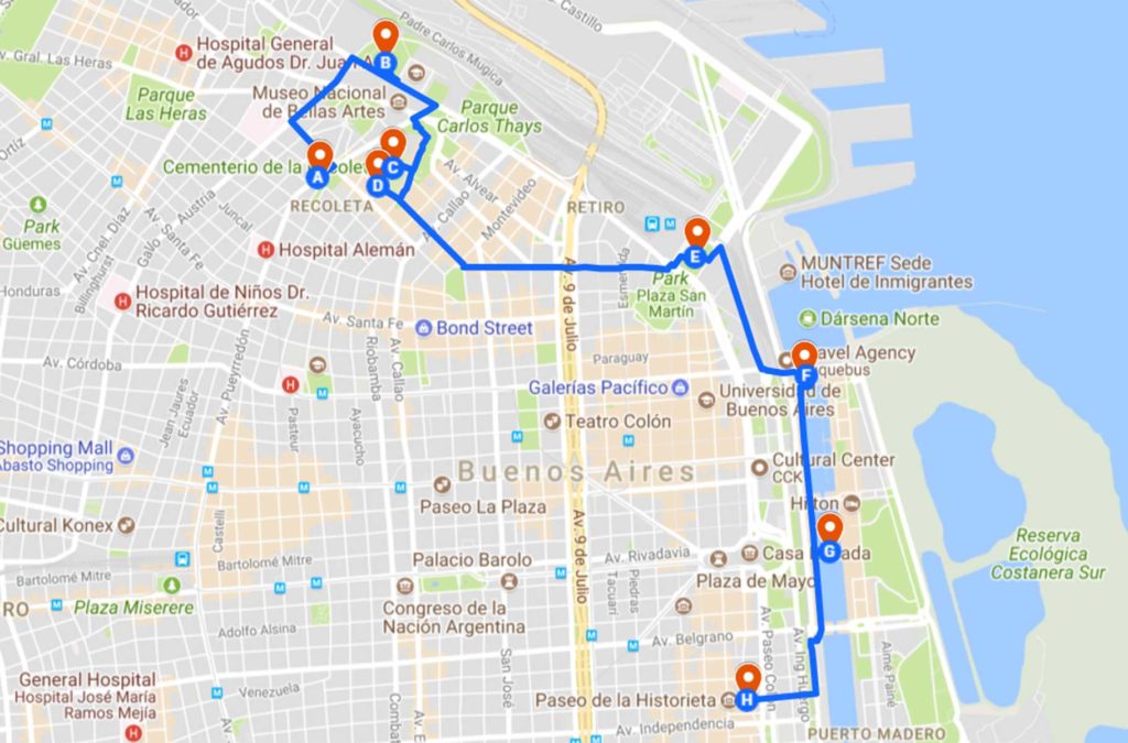 Roteiro em Buenos Aires - Mapa