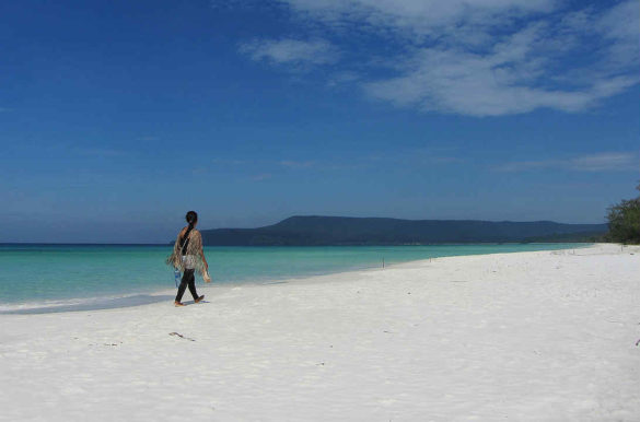 Praias de areia branca Praias de areia branca - Koh Rong, no Cambodja