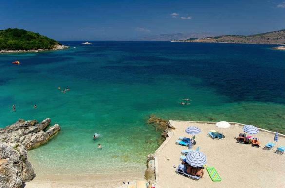 Praias de areia branca Praias de areia branca - Ksamil, na Albânia