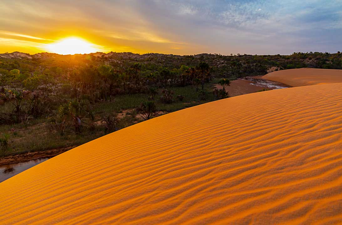 Pôr do sol nas dunas do Parque Estadual do Jalapão é imperdível