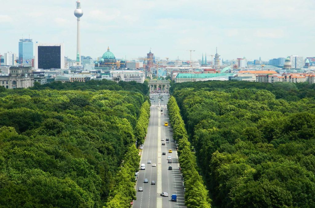 Vista panorâmica de Berlim do alto da Coluna da Vitória, no Tiergarten