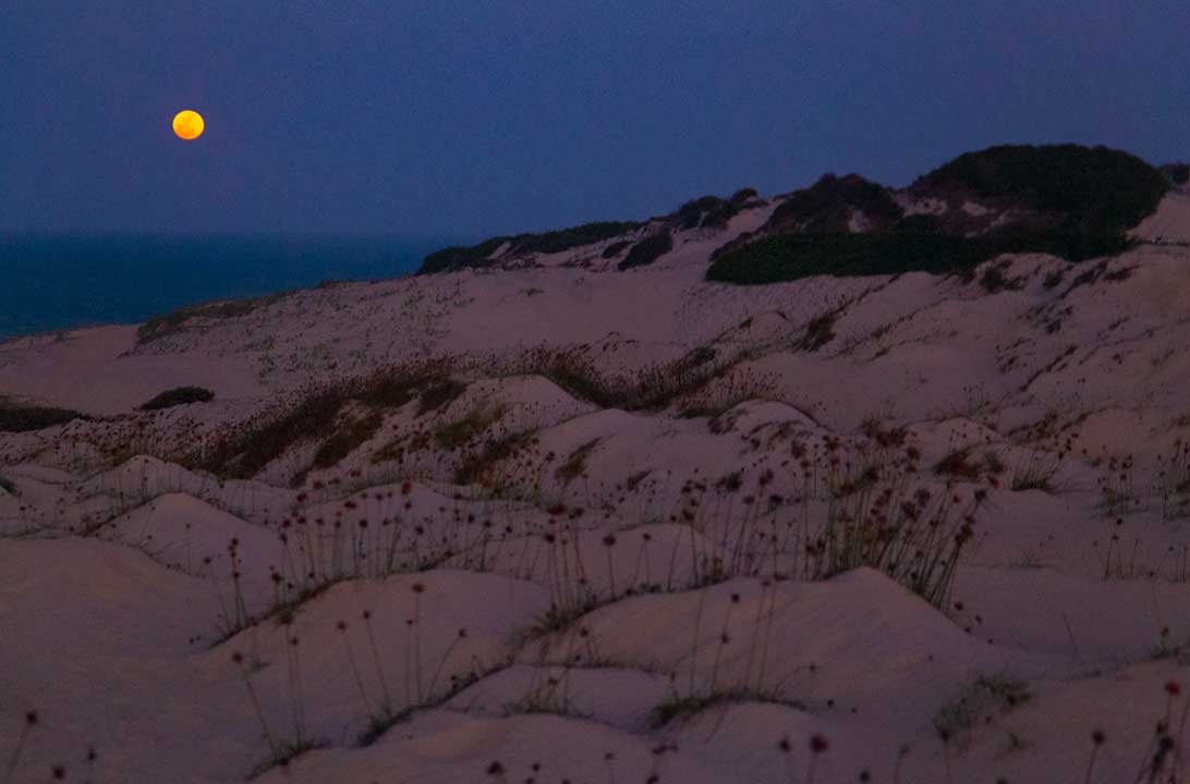 Nascer da lua visto do alto das dunas da Praia de Canoa Quebrada