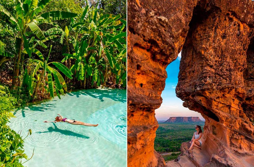 Montagem mostra imagem do Jalapão e da Chapada das Mesas, destinos turísticos que formam a 'jalapada'