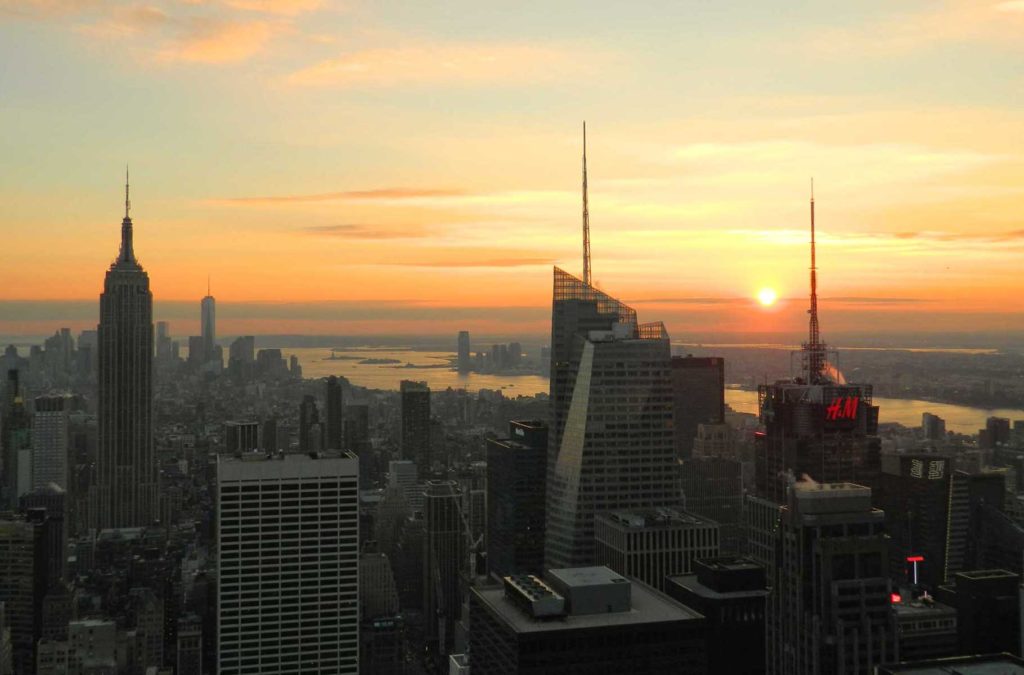 Pôr do sol em Nova York visto do Top of the Rock