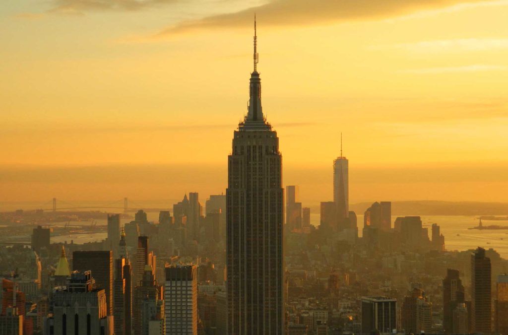 Empire State visto do Top of the Rock ao entardecer