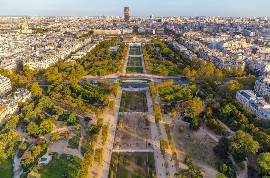 Campo de Marte visto do alto da Torre Eiffel, em Paris