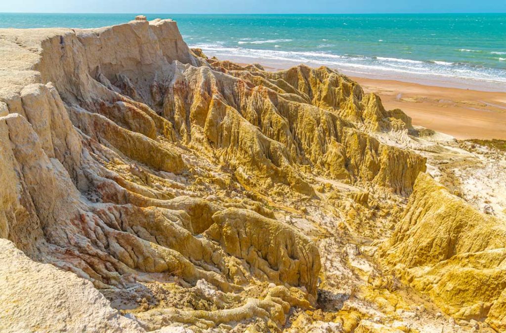 Falésias da Garanta do Diabo, na Praia de Fontainha (Ceará)