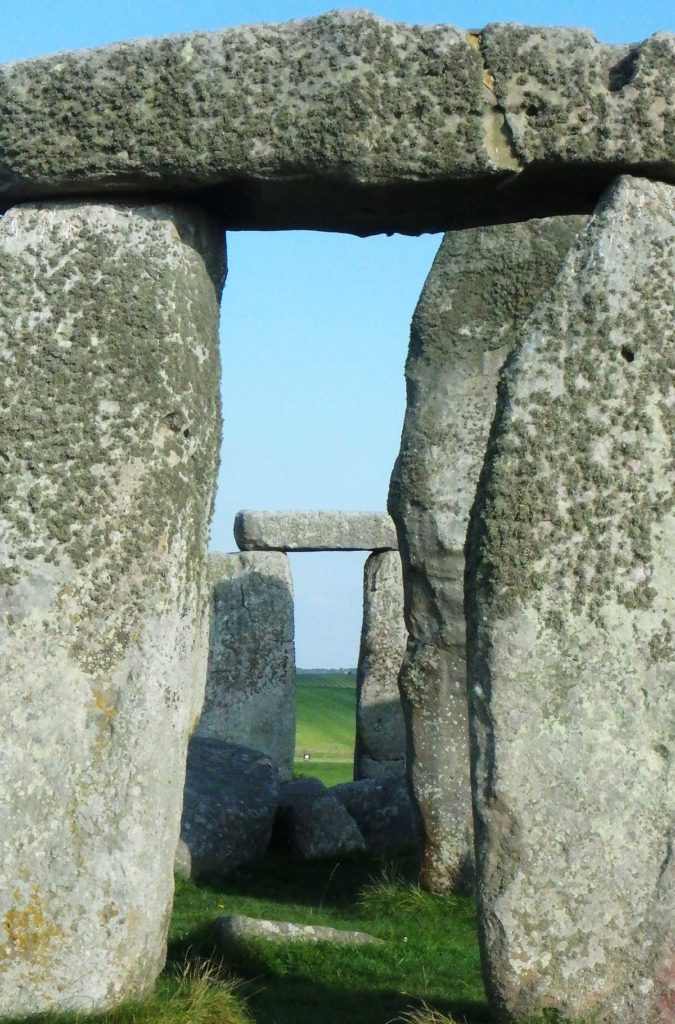 Detalhes das pedras do monumento de Stonehenge, em Salisbury (Reino Unido)