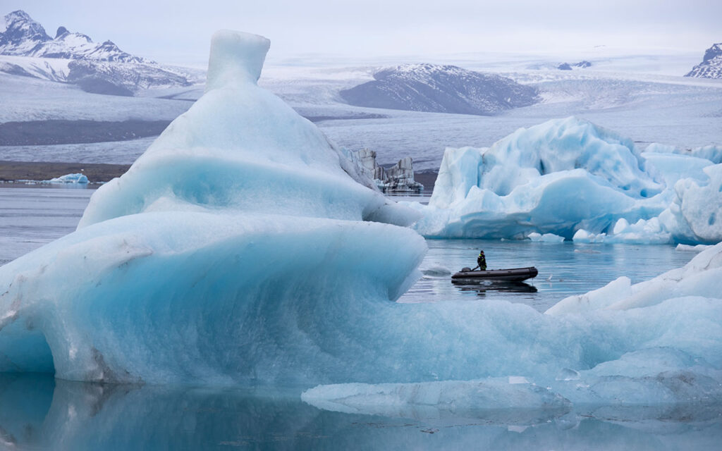 Lago Jökulsárlón, na Islândia. Foto: Ticiana Giehl/Escolha Viajar